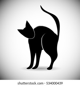 Black Silhouette Cat Animal Pet Web Icon Flat Vector Illustration