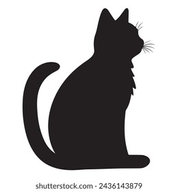 A black silhouette of a Cat clip art