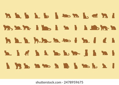 Black Silhouette cat collection vector art 