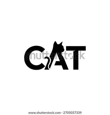 Black silhouette of a cat creatively integrated into the letter a of the word cat