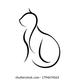 Black silhouette of cat dark wild vector