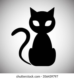 Black silhouette of cat. EPS 8