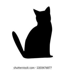 Black silhouette cat, great design for any purposes. Vector animal icon.