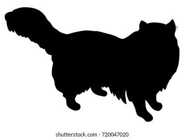 Black silhouette of a cat. Hand drawn. Vector illustration.