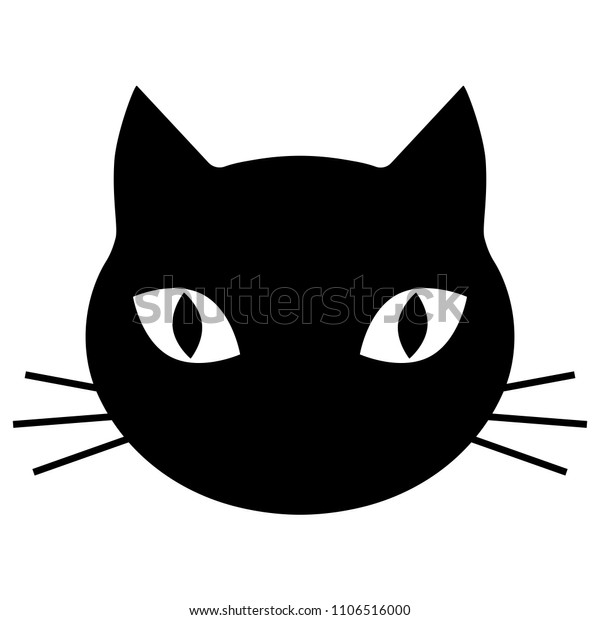 Black Silhouette Cat Head On White Stock Vector (royalty Free 