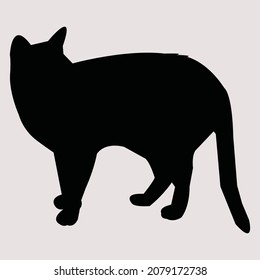 black silhouette of a cat,  logo, print, decorative sticker, cat silhouette vector black isolated on white background