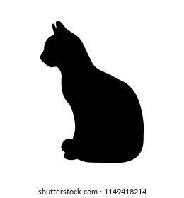 Silueta negra de gato sobre fondo blanco. Ilustración vectorial. Stencil. Icono de mascota.