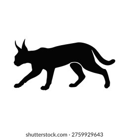 Black silhouette of a cat with pointy ears white background