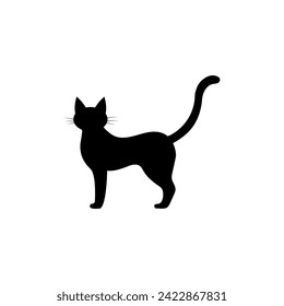 Black silhouette of a cat. Puss or cat silhouette. Pet concept. Vector