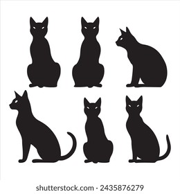 A black silhouette cat set