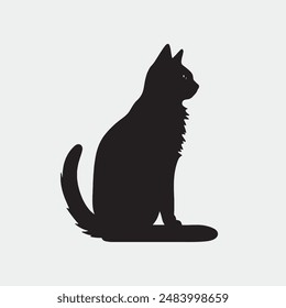 black silhouette of a cat simple illustration in white background