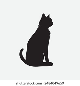 black silhouette of a cat simple illustration in white background