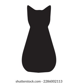 Black silhouette of cat sitting sideways isolated on white background. Vector illustration, icon, clip art 