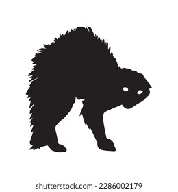 Black silhouette of cat sitting sideways isolated on white background. Vector illustration, icon, clip art 
