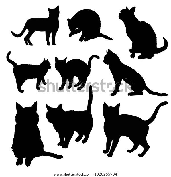 Black Silhouette Cat Sitting Sideways Isolated Stock Vector (Royalty ...