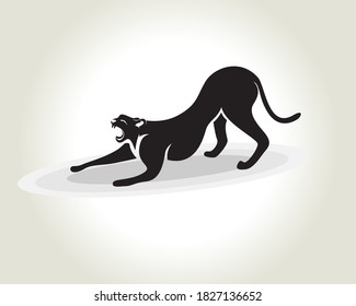 black silhouette cat, tiger, cheetah, panther, lion anger self defense logo symbol design illustration