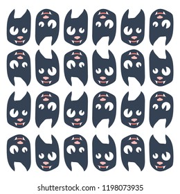Black silhouette of cat. Vector illustration, icon, clip art.