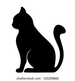 Black silhouette of cat. Vector illustration.