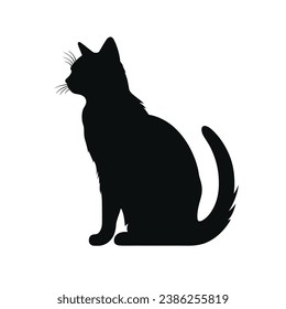 Silueta negra de una ilustración vector Cat