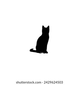 Black silhouette of cat. Vector illustration. Vector illustration on white background. Set of black cats looking out the window. Collection of cartoon cats peeking out the window.