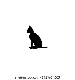 Black silhouette of cat. Vector illustration. Vector illustration on white background. Set of black cats looking out the window. Collection of cartoon cats peeking out the window.