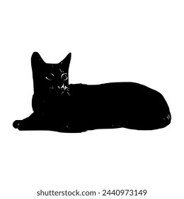 Black silhouette of cat. Vector illustration.