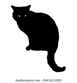 Black silhouette of cat. Vector illustration.