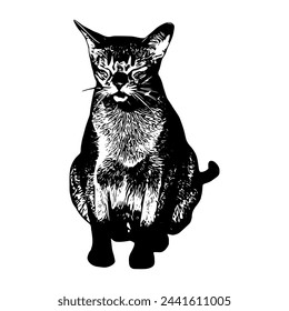 Black silhouette of cat. Vector illustration.
