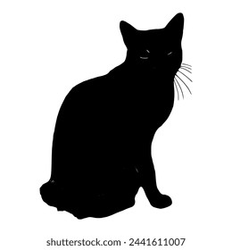 Black silhouette of cat. Vector illustration.
