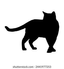 Black silhouette of cat. Vector illustration.