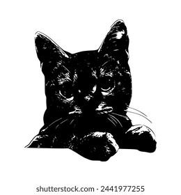 Black silhouette of cat. Vector illustration.