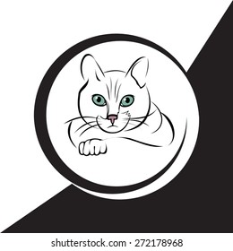Black silhouette of cat. Vector illustration.