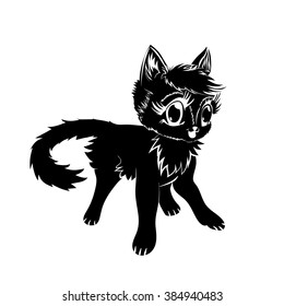 Black silhouette of a cat. Vector illustration