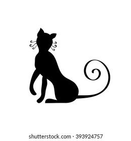 Black silhouette of cat. Vector illustration