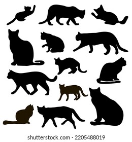 Black Silhouette Cat Silhouette Walking Cat Stock Vector (Royalty Free ...