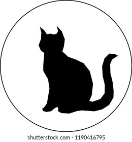 Black silhouette of cat in white background
