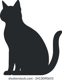black silhouette of a cat without background