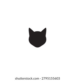 Black silhouette of a cat's face with pointy ears on a white background, simple vector graphic.