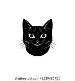 Preto silhueta gatos cabeça isolada vetor ilustração.