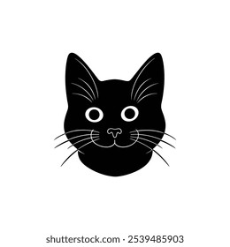 Black silhouette cats head isolated vector illustration.