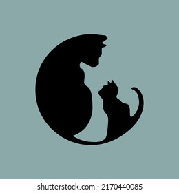 Black silhouette of cats. Vector illustration.