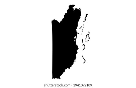 black silhouette of central American country map of Belize on white background