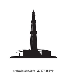 A black silhouette of the Central Shaheed Minar monument, commemorating International Mother Language Day.
