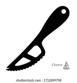 Silueta negra de un cuchillo de queso. Símbolo, aparato de cocina. Logo, signo. Estilo plano 