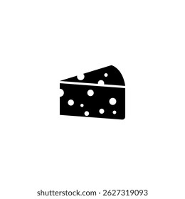 Black silhouette of a cheese wedge with holes for food and dairy concepts