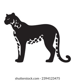 A black Silhouette cheetah animal 
