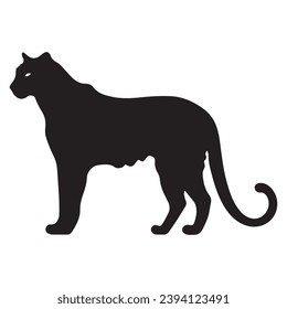 A black Silhouette cheetah animal 
