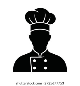 Black silhouette of a chef wearing a toque