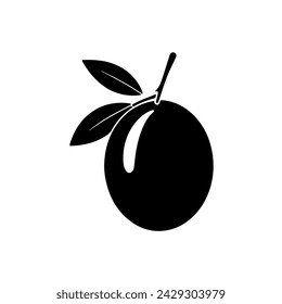 
black silhouette of a  Cherry frutes side view isolated