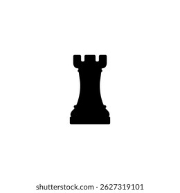 Black silhouette of a chess rook piece for board game and strategy concepts